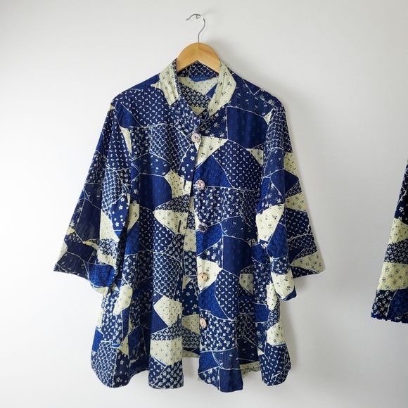 April Cornell Patchwork Midi Dress Cardigan Set 3/4 Sleeve Button Down Long - Picture 15 of 16